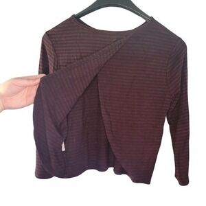 Forever 21 Striped‎ Long Sleeve Top Criss Cross Back Casual Blouse S